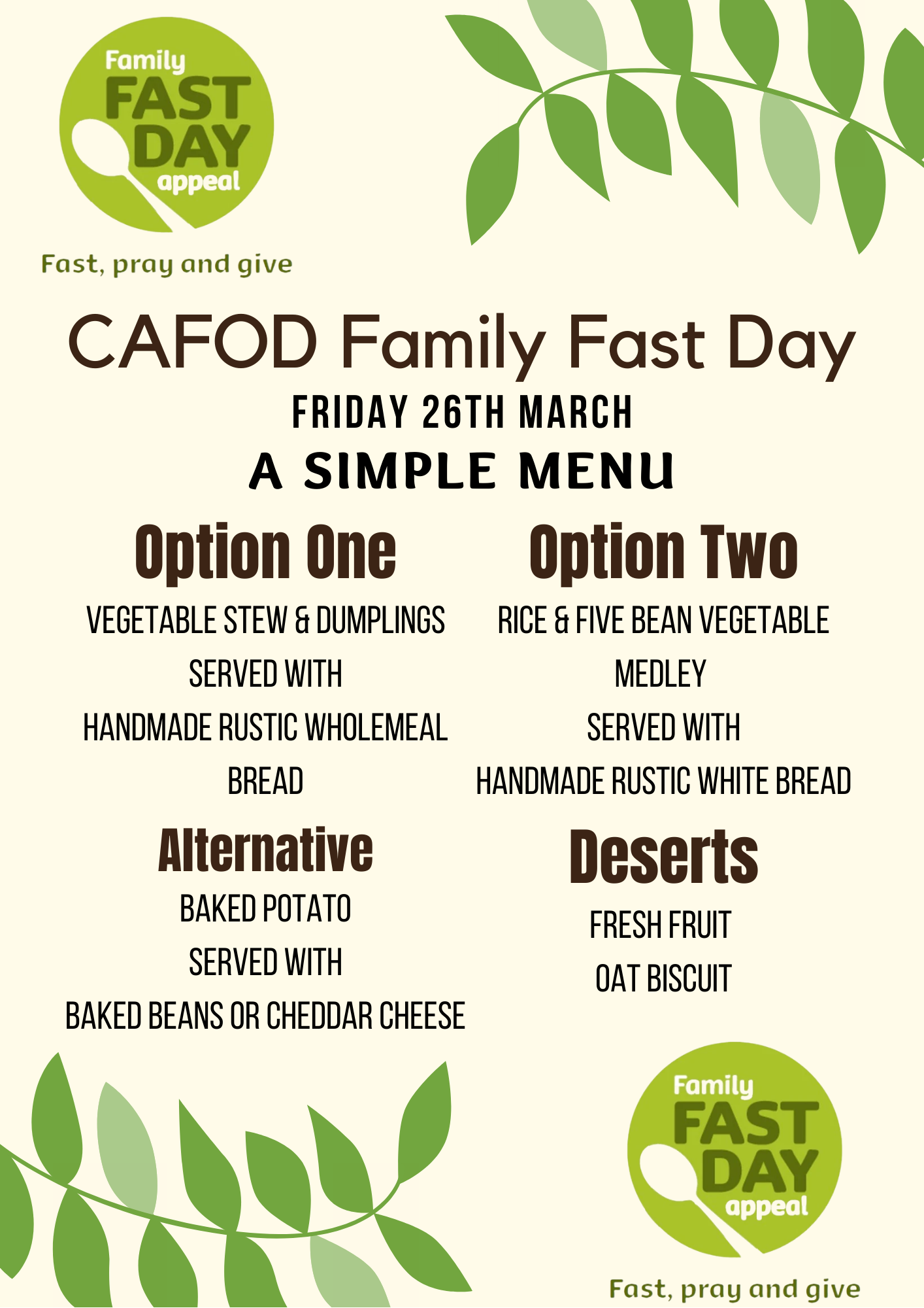 CAFOD Family Fast Day Friday 26 March 2021